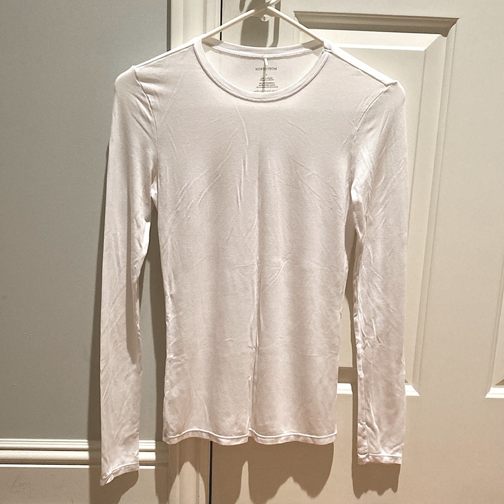 Nordstrom micromodal white long sleeve shirt